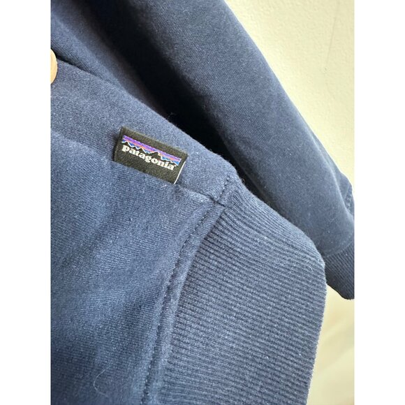 Patagonia Uprisal Crew Sweatshirt Mens M Navy Logo Recycled Cotton Worn Wear - Picture 3 of 8